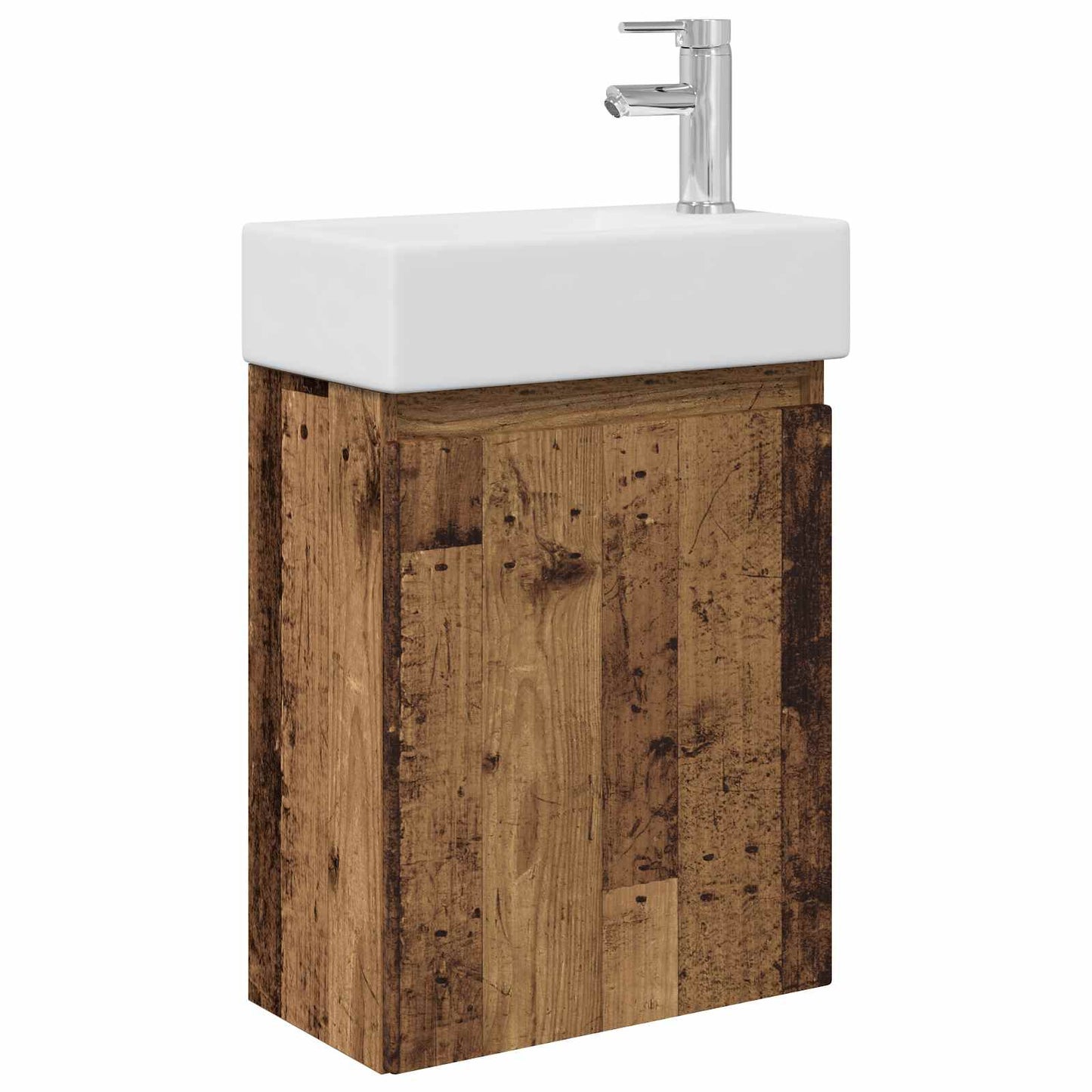 Badezimmer Waschtischunterschrank mit Wasserhahn Altholz