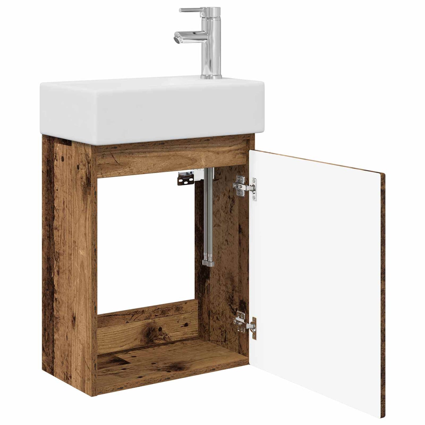 Badezimmer Waschtischunterschrank mit Wasserhahn Altholz