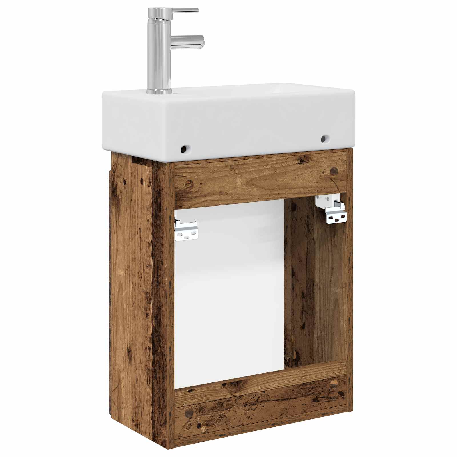 Badezimmer Waschtischunterschrank mit Wasserhahn Altholz