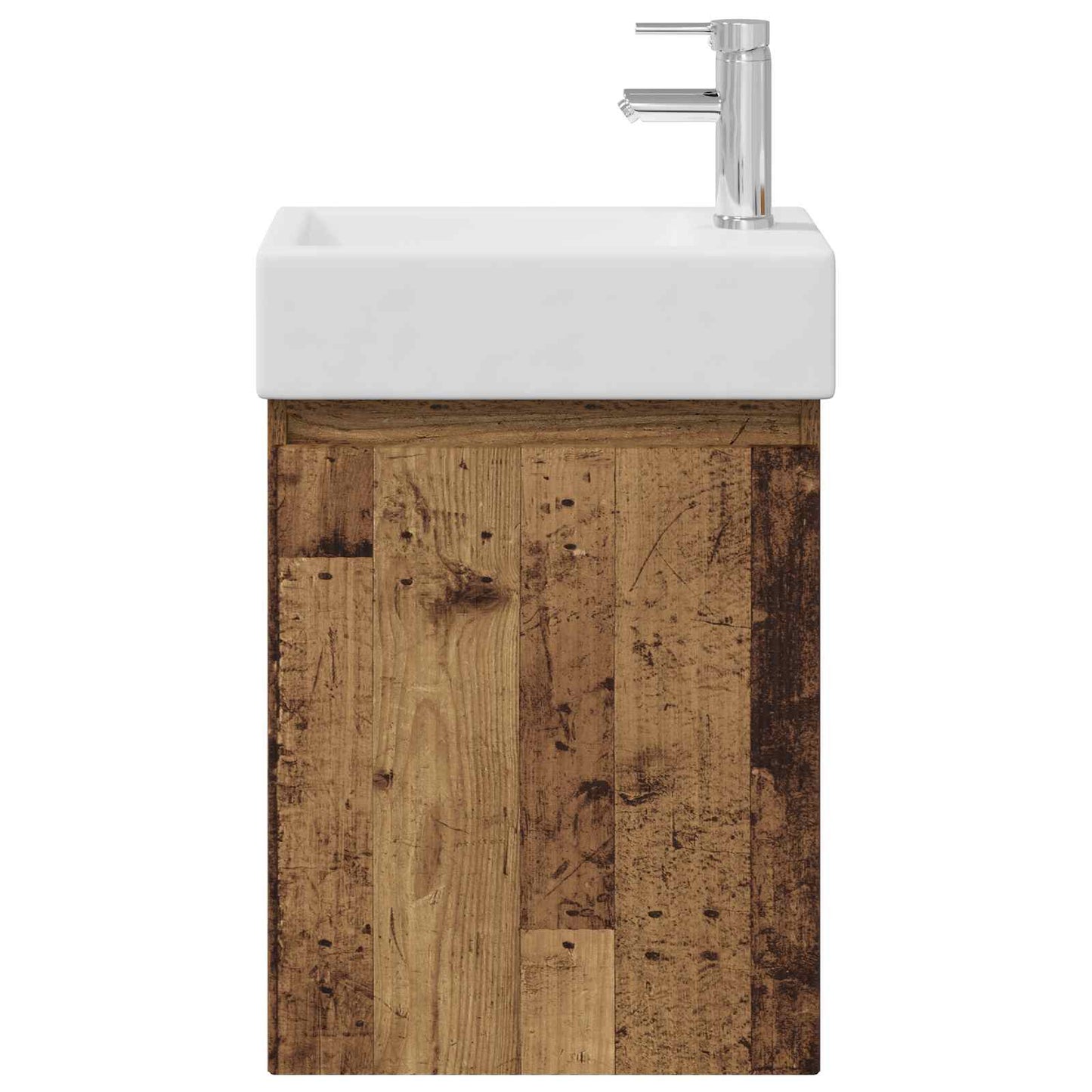 Badezimmer Waschtischunterschrank mit Wasserhahn Altholz