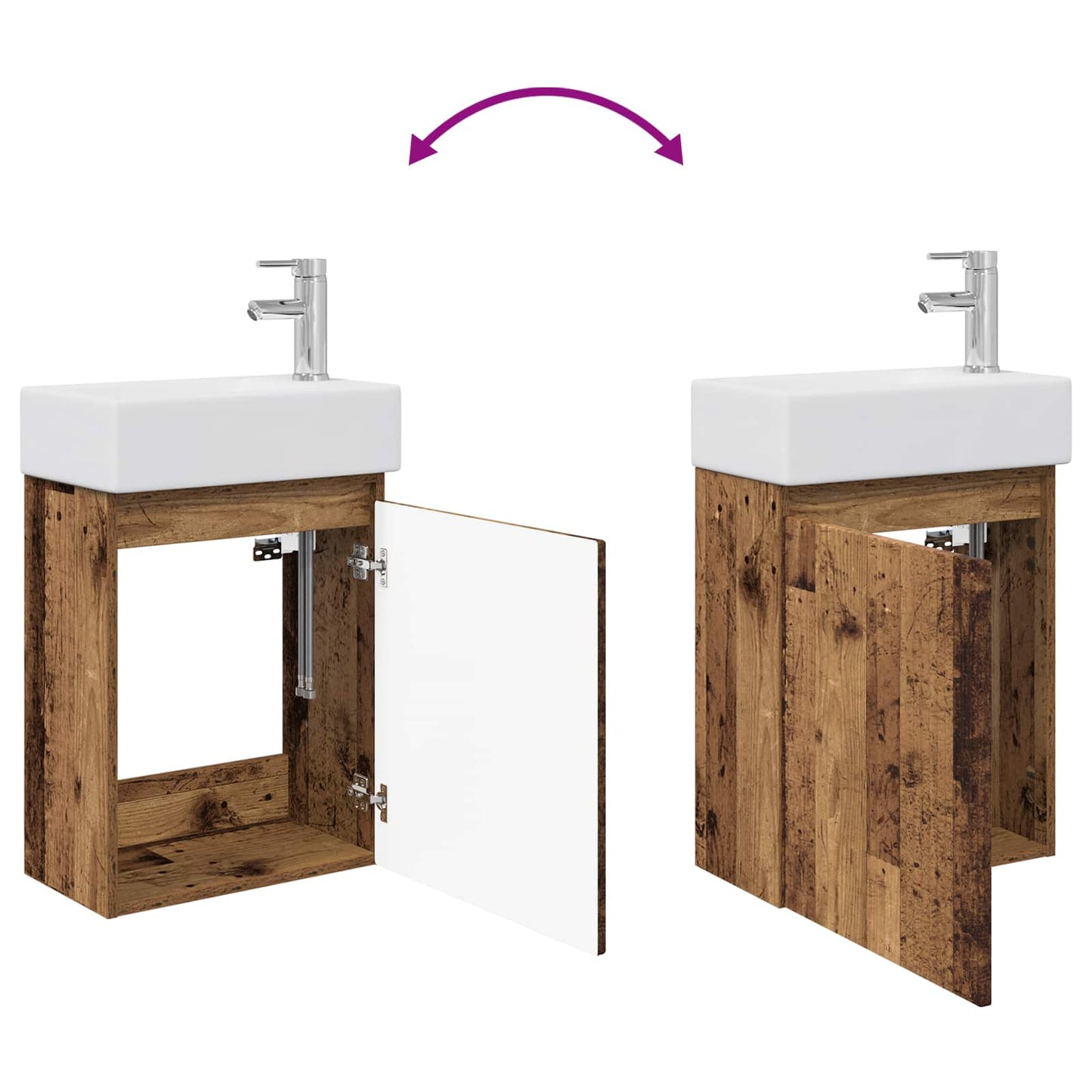 Badezimmer Waschtischunterschrank mit Wasserhahn Altholz
