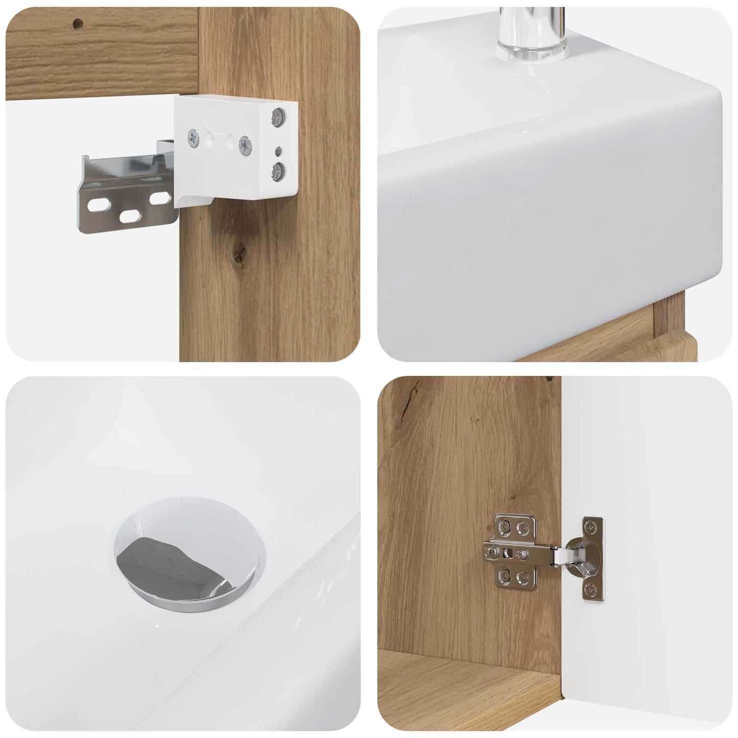 Badezimmer Waschtischunterschrank mit Wasserhahn Artisan-Eiche