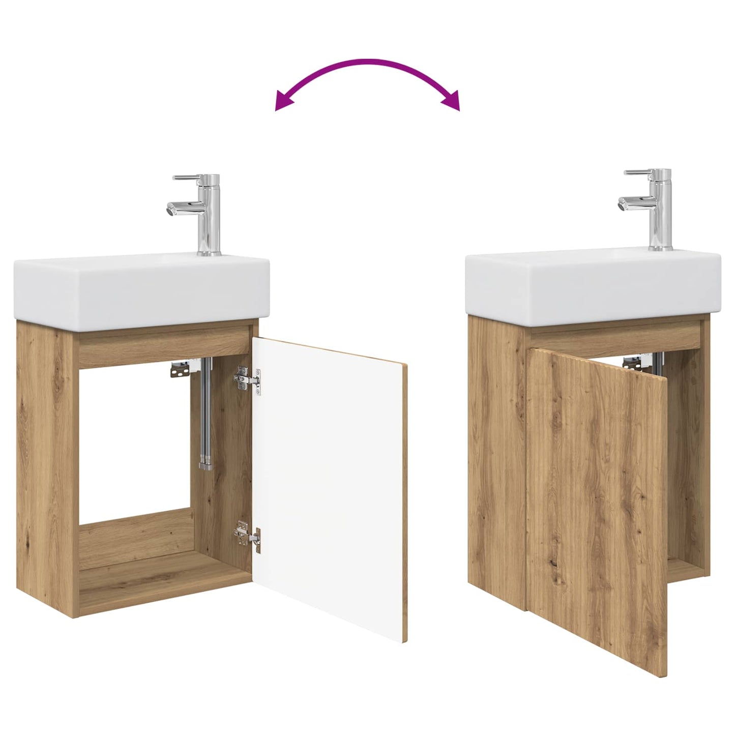 Badezimmer Waschtischunterschrank mit Wasserhahn Artisan-Eiche