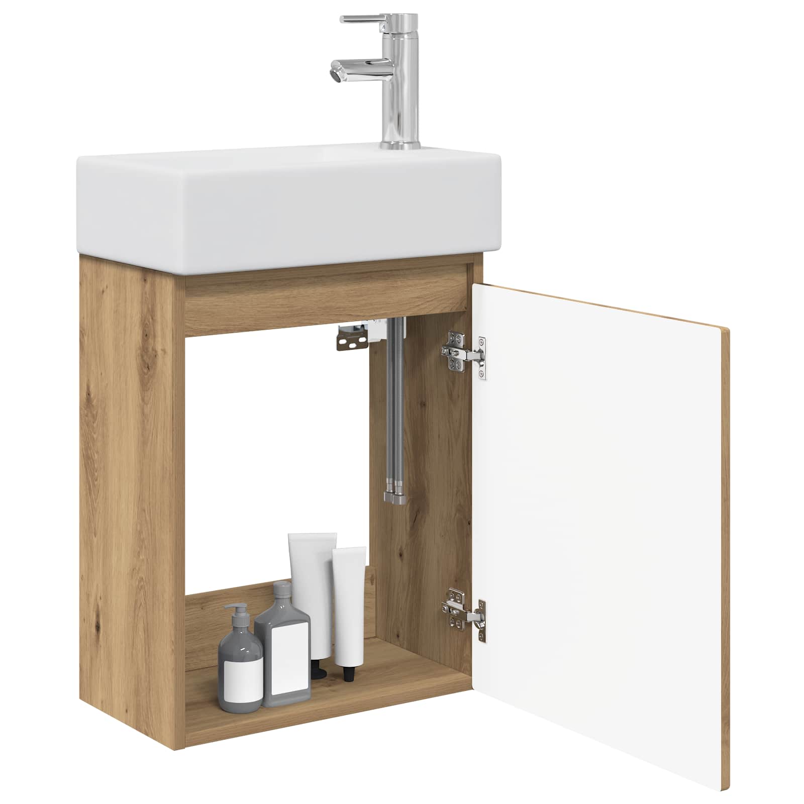 Badezimmer Waschtischunterschrank mit Wasserhahn Artisan-Eiche