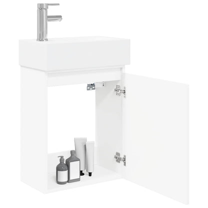 Badezimmer Waschtischunterschrank mit Wasserhahn Weiß