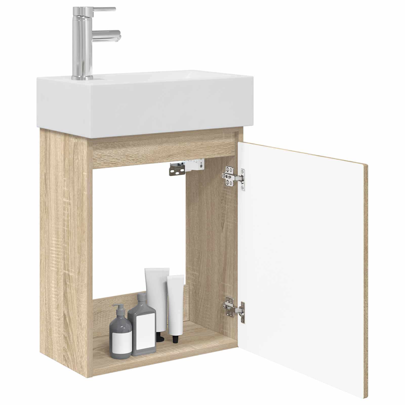 Badezimmer Waschtischunterschrank mit Wasserhahn Sonoma-Eiche