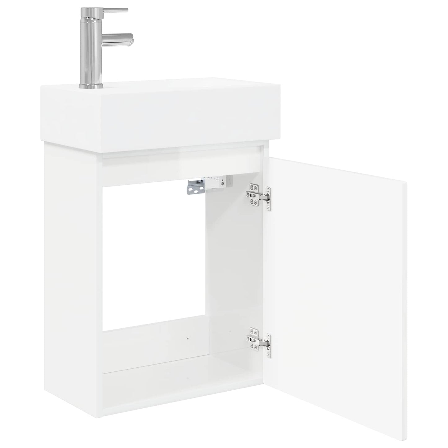 Badezimmer Waschtischunterschrank mit Wasserhahn Hochglanz Weiß