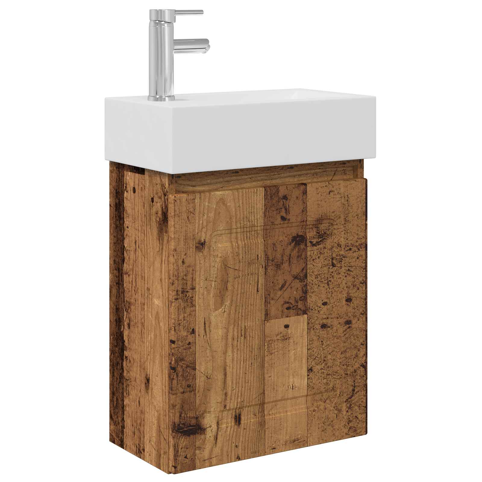 Badezimmer Waschtischunterschrank mit Wasserhahn Altholz