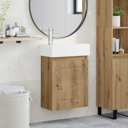 Badezimmer Waschtischunterschrank mit Wasserhahn Artisan-Eiche