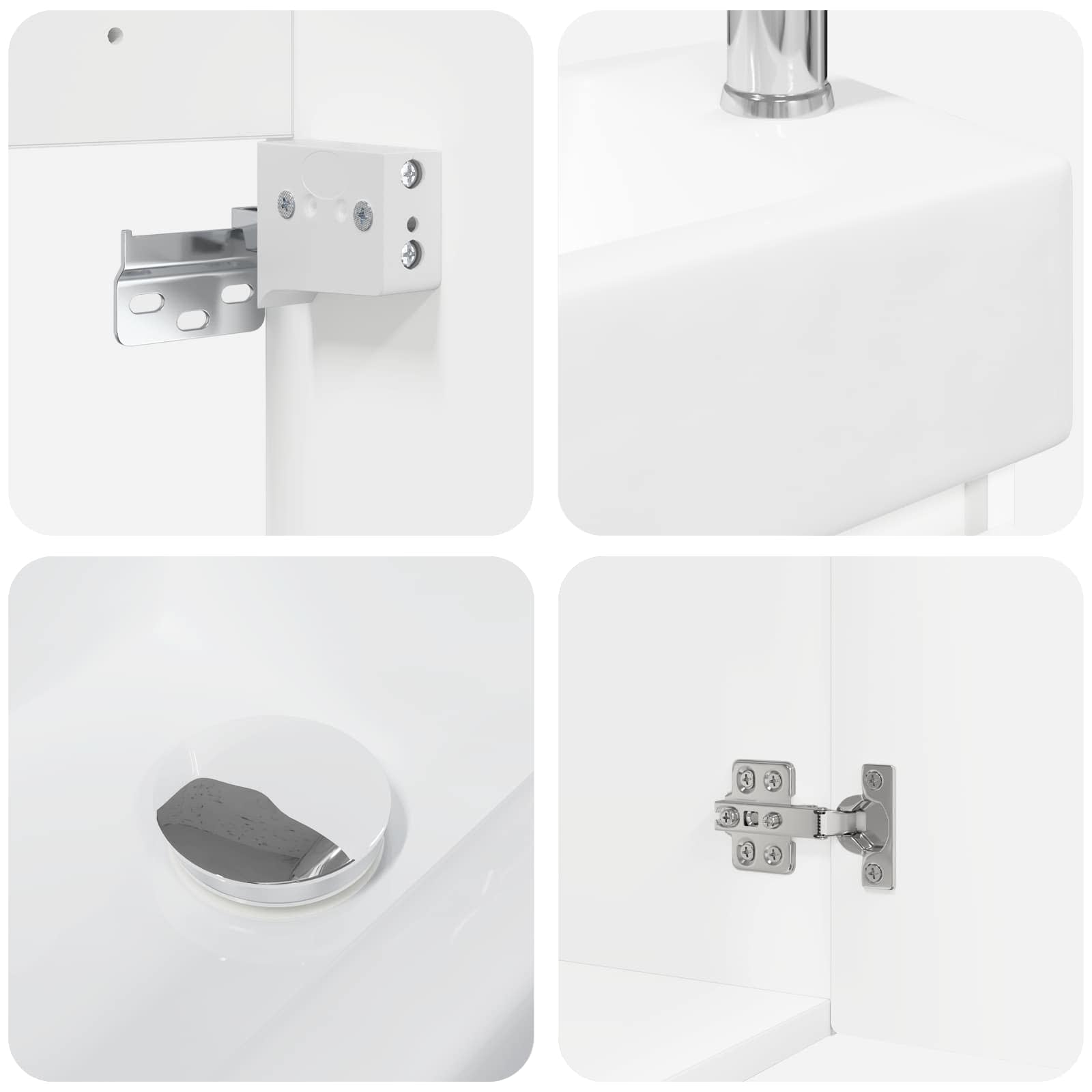 Badezimmer Waschtischunterschrank mit Wasserhahn Weiß