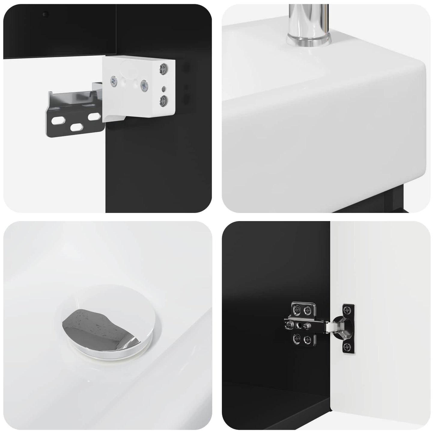 Badezimmer Waschtischunterschrank mit Wasserhahn Schwarz