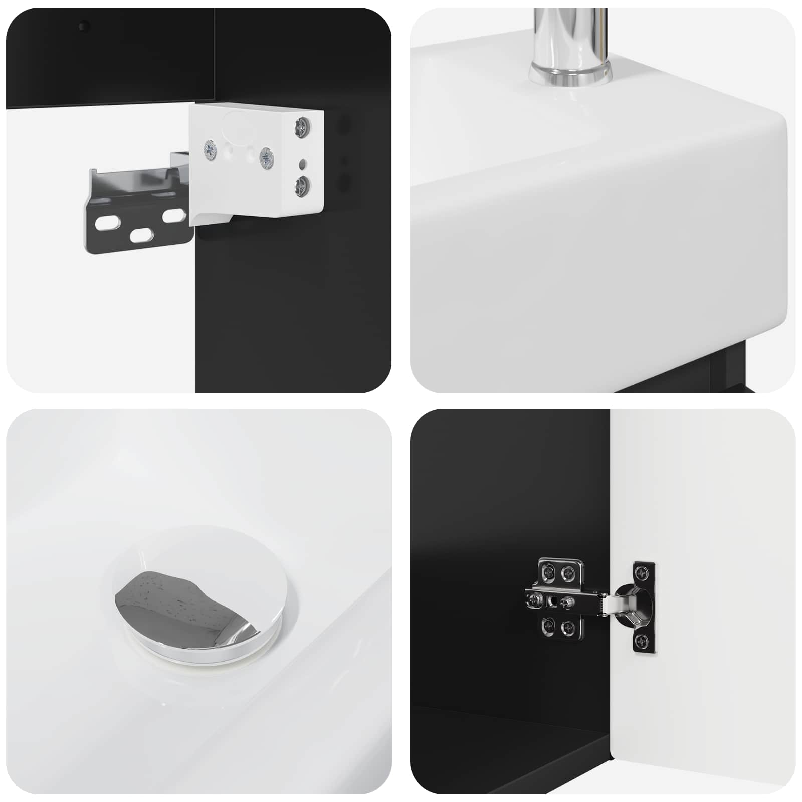 Badezimmer Waschtischunterschrank mit Wasserhahn Schwarz