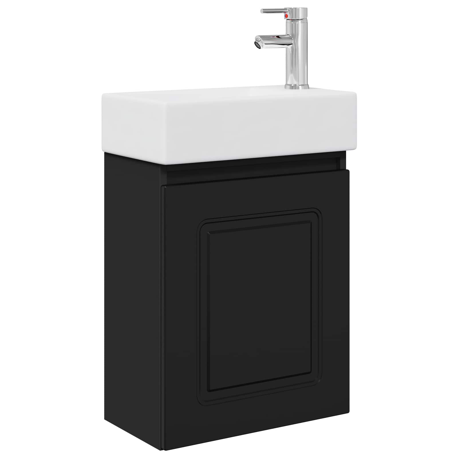 Badezimmer Waschtischunterschrank mit Wasserhahn Schwarz