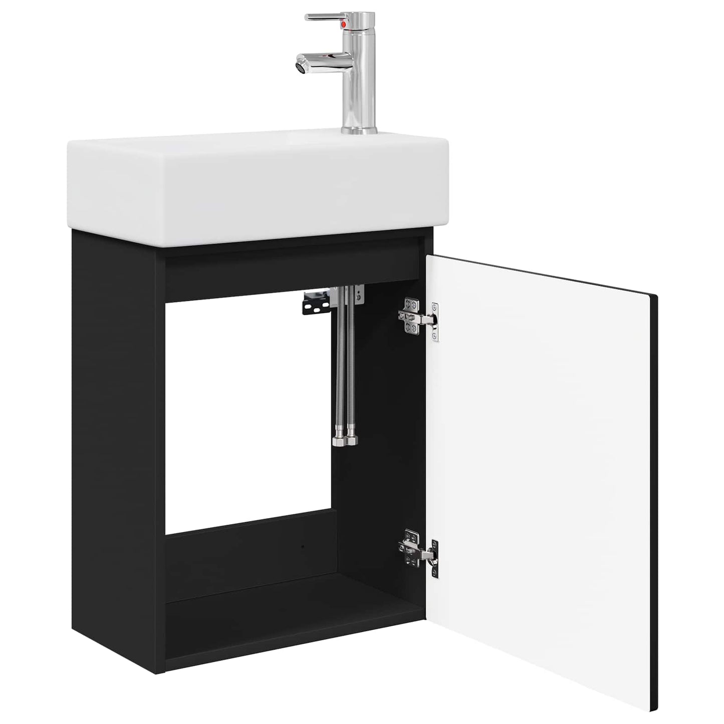 Badezimmer Waschtischunterschrank mit Wasserhahn Schwarz