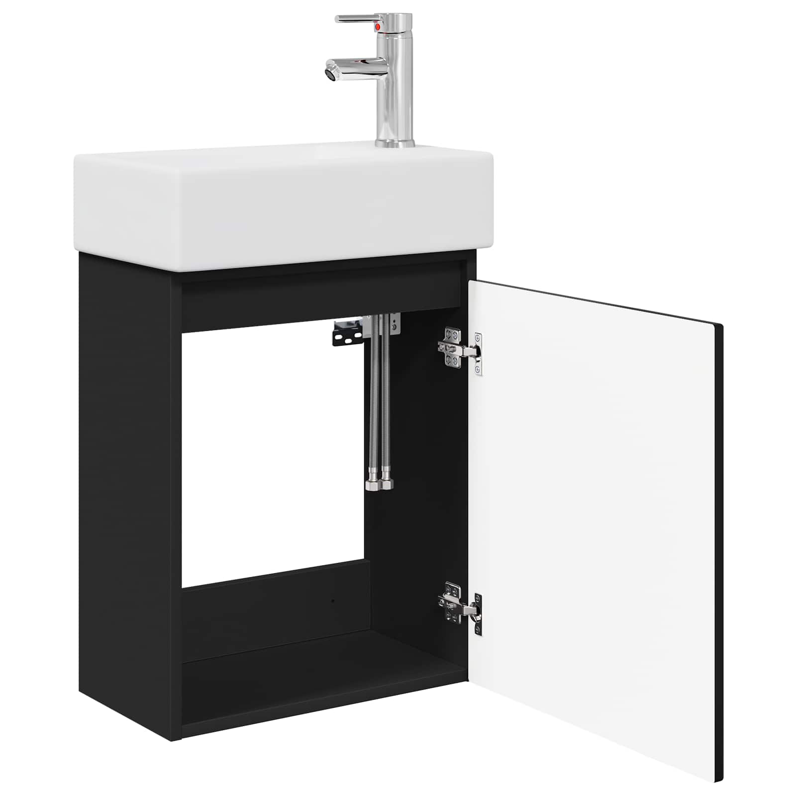 Badezimmer Waschtischunterschrank mit Wasserhahn Schwarz