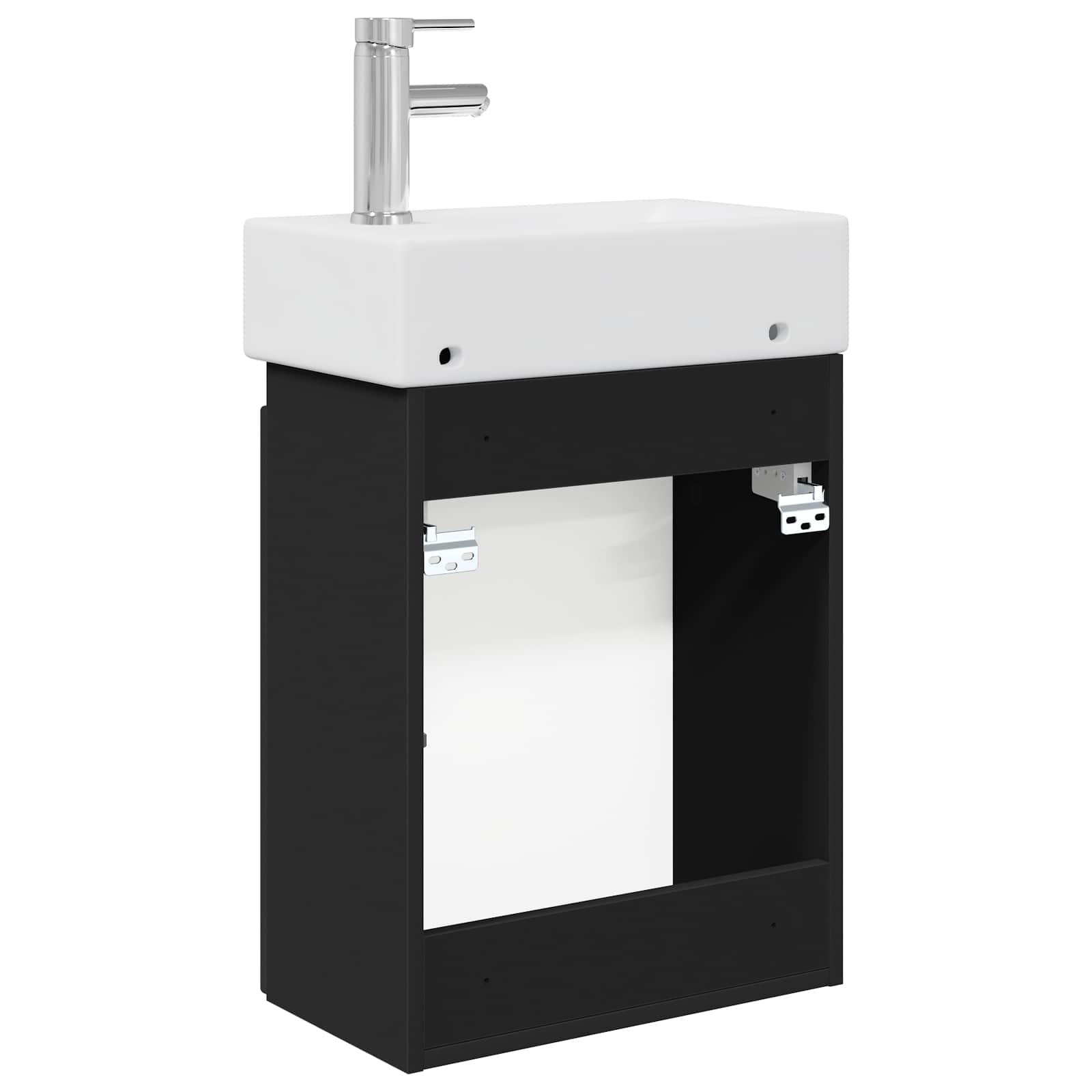 Badezimmer Waschtischunterschrank mit Wasserhahn Schwarz