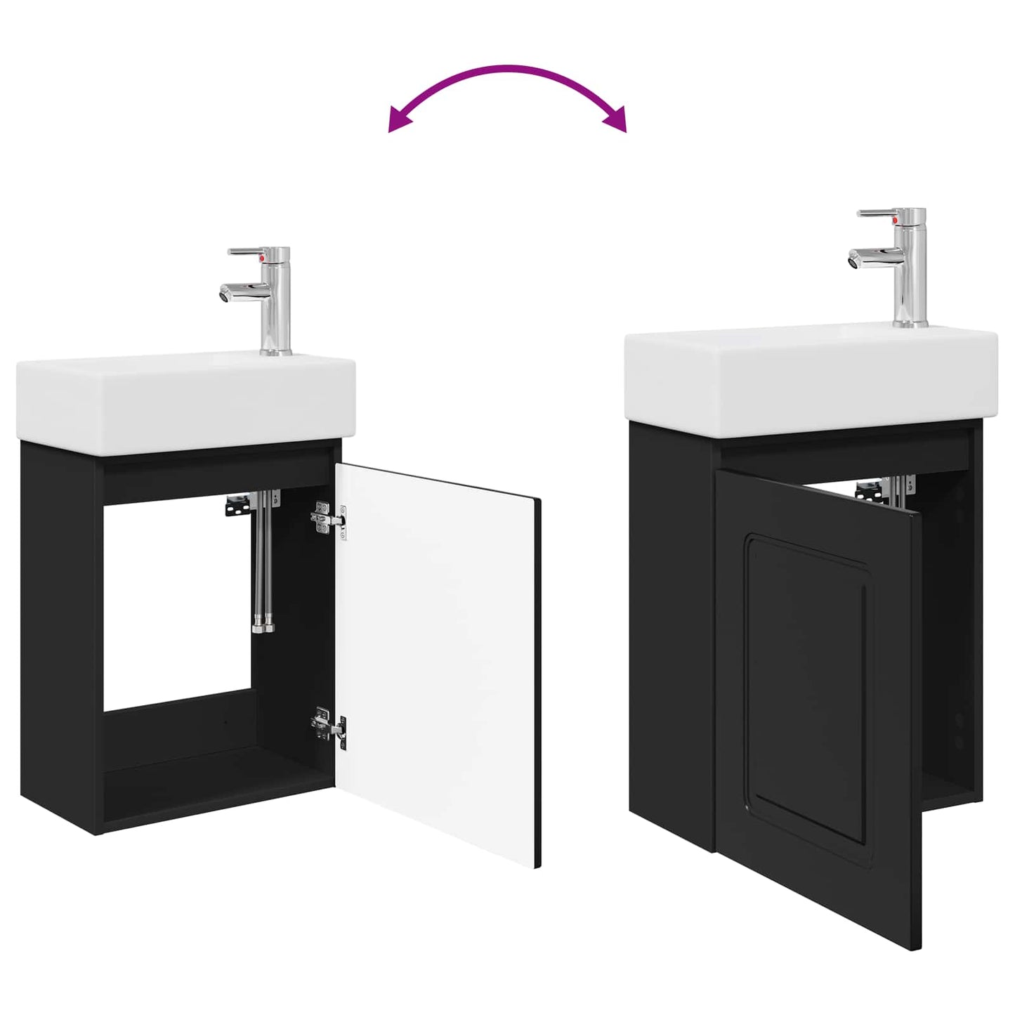 Badezimmer Waschtischunterschrank mit Wasserhahn Schwarz