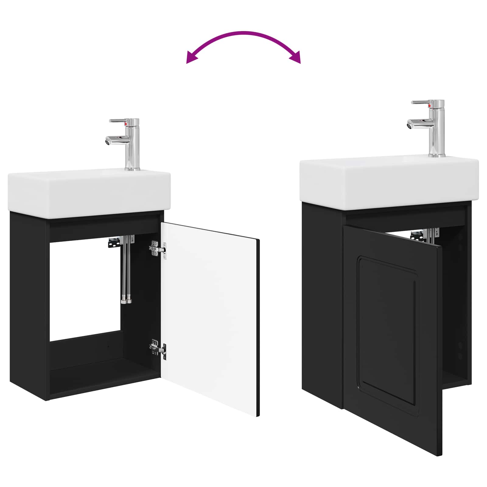 Badezimmer Waschtischunterschrank mit Wasserhahn Schwarz