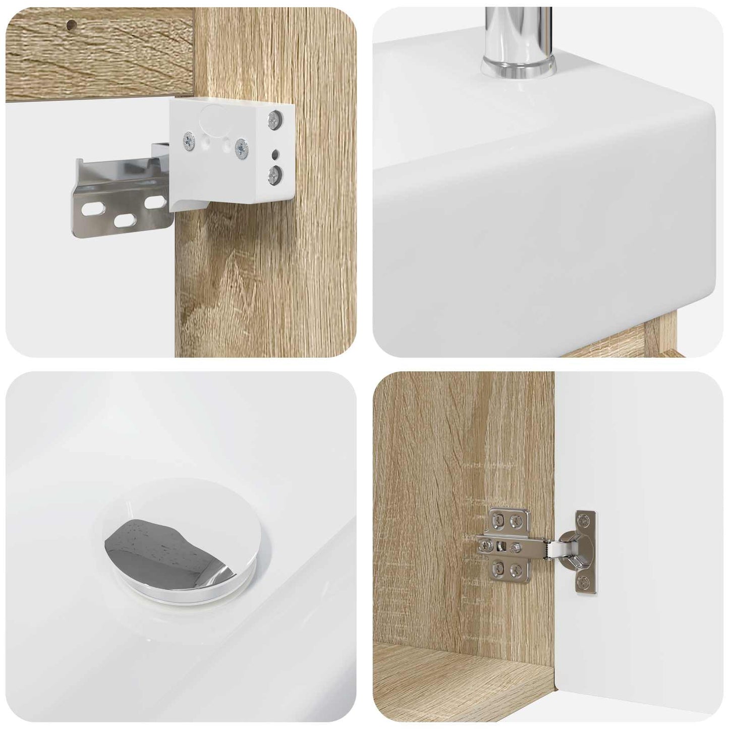 Badezimmer Waschtischunterschrank mit Wasserhahn Sonoma-Eiche