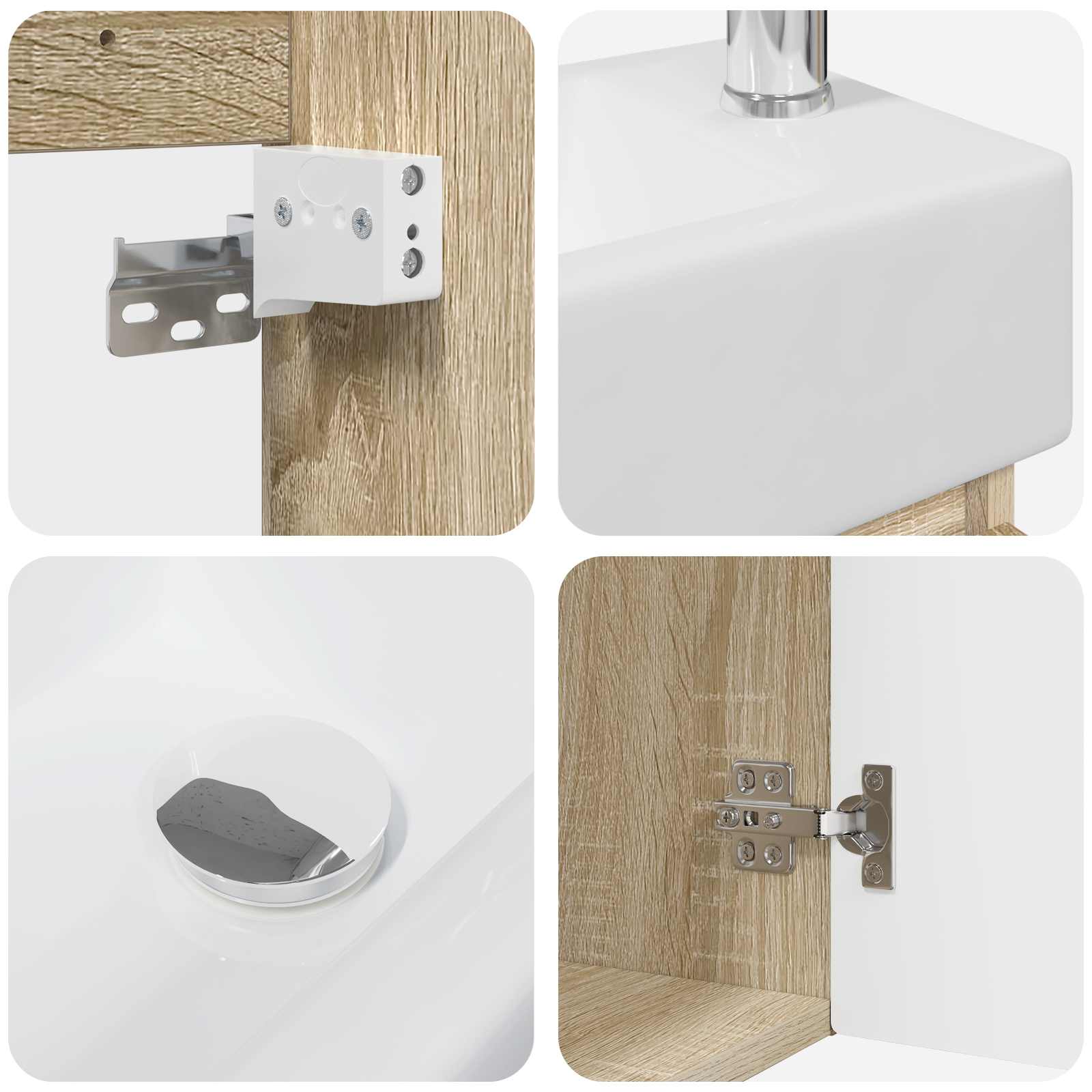 Badezimmer Waschtischunterschrank mit Wasserhahn Sonoma-Eiche