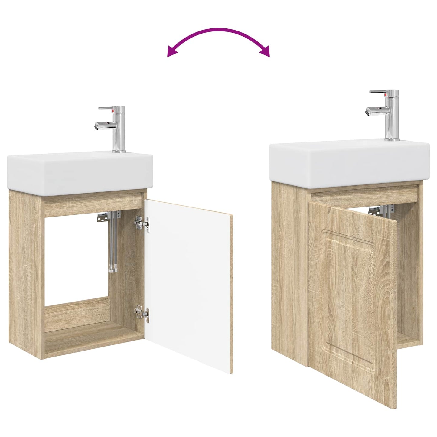 Badezimmer Waschtischunterschrank mit Wasserhahn Sonoma-Eiche