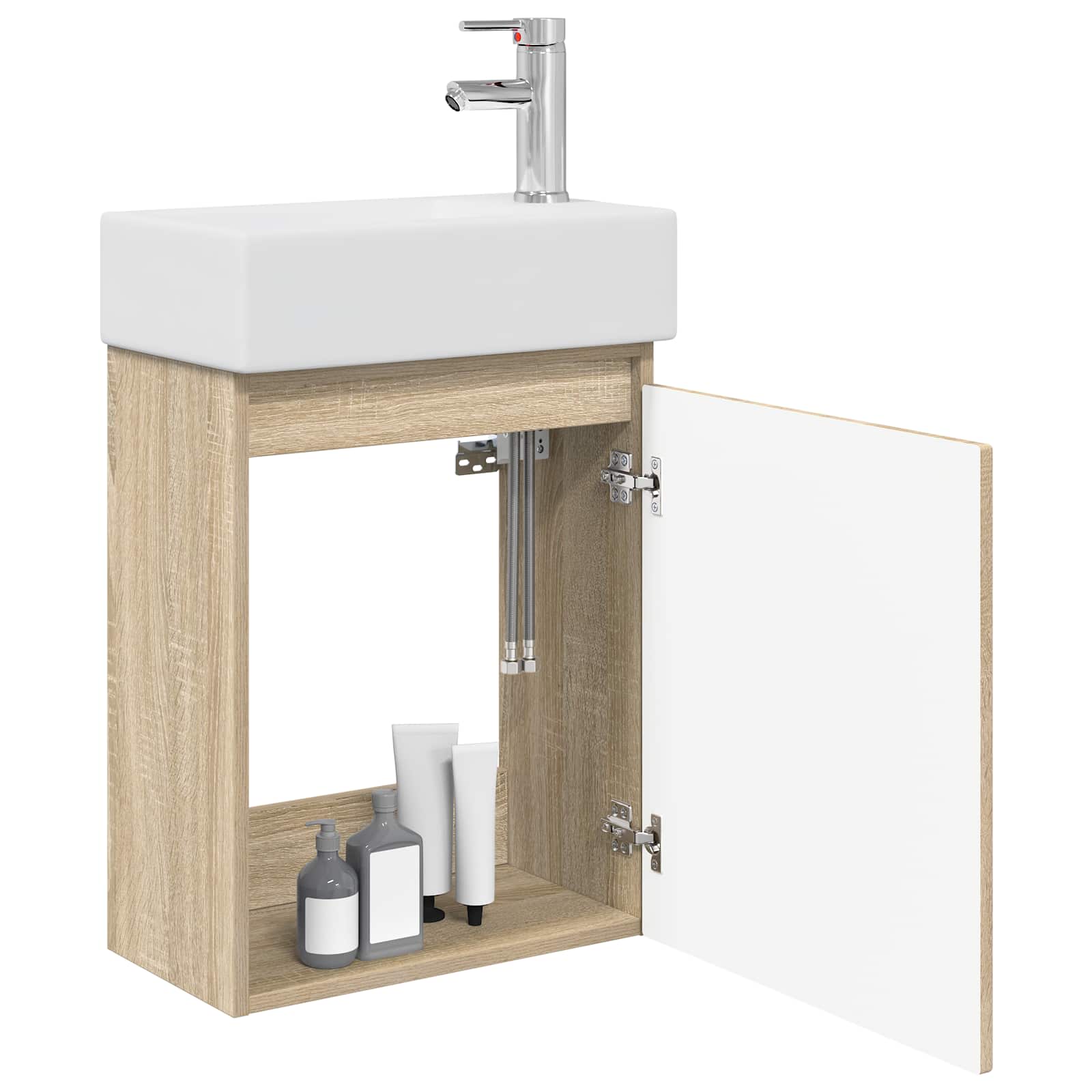 Badezimmer Waschtischunterschrank mit Wasserhahn Sonoma-Eiche