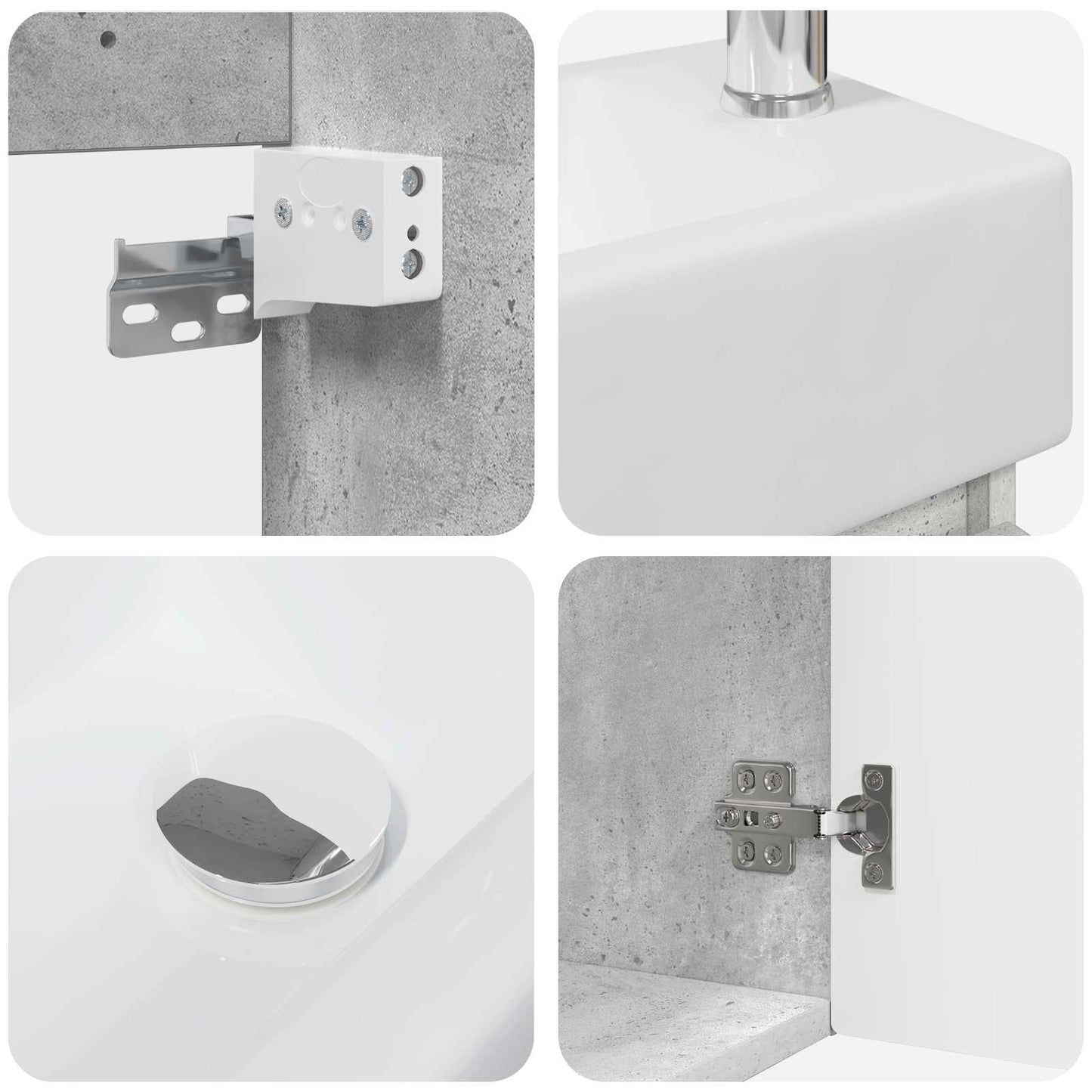Badezimmer Waschtischunterschrank mit Wasserhahn Betongrau