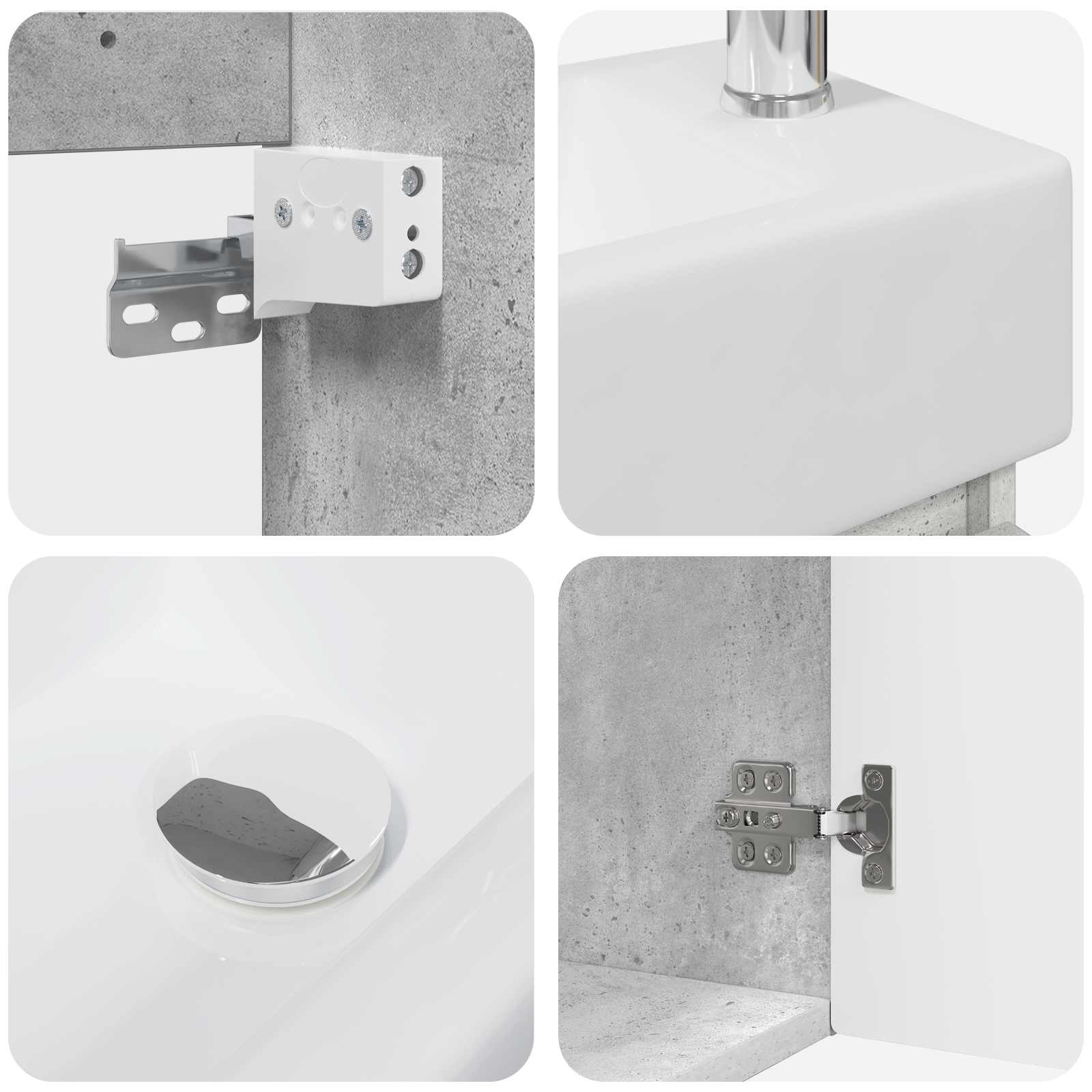 Badezimmer Waschtischunterschrank mit Wasserhahn Betongrau