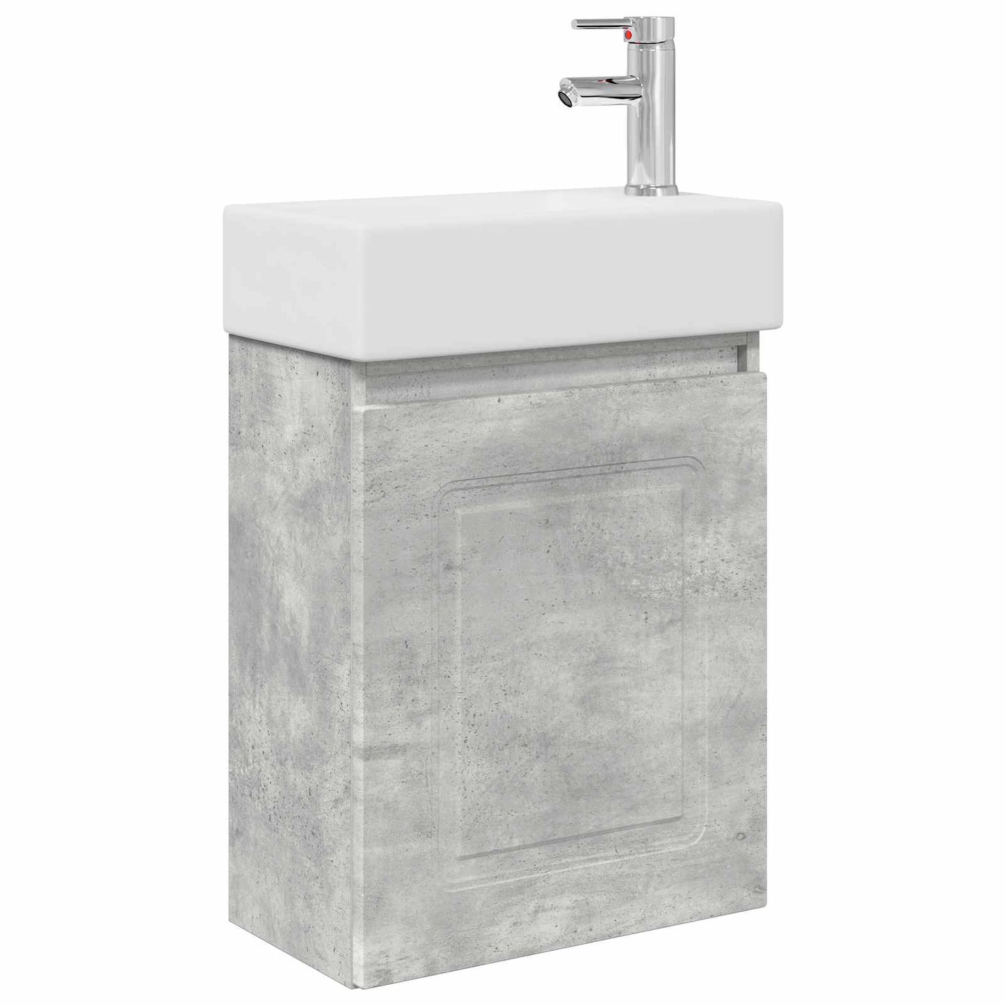 Badezimmer Waschtischunterschrank mit Wasserhahn Betongrau