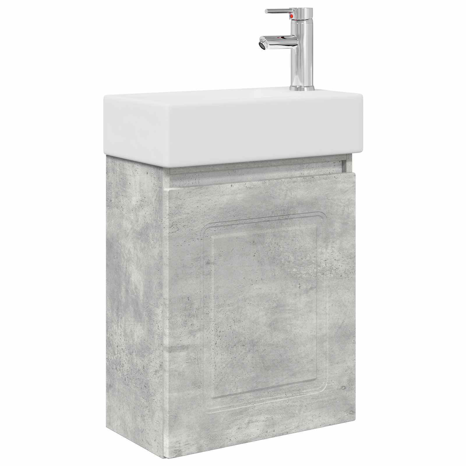 Badezimmer Waschtischunterschrank mit Wasserhahn Betongrau