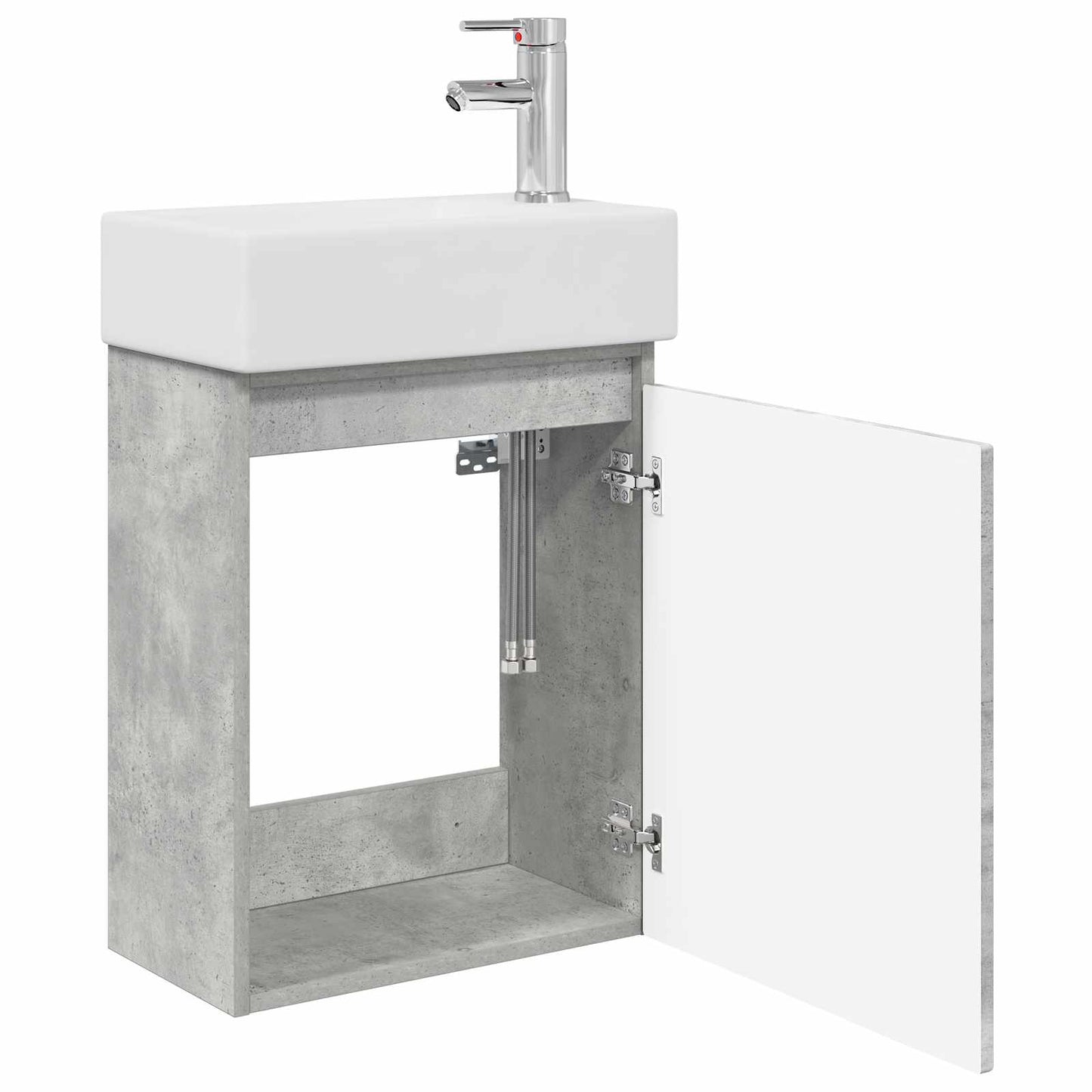 Badezimmer Waschtischunterschrank mit Wasserhahn Betongrau