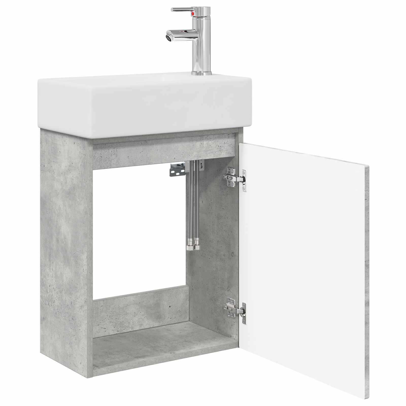 Badezimmer Waschtischunterschrank mit Wasserhahn Betongrau