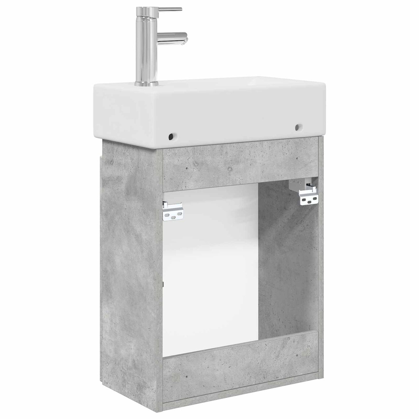 Badezimmer Waschtischunterschrank mit Wasserhahn Betongrau