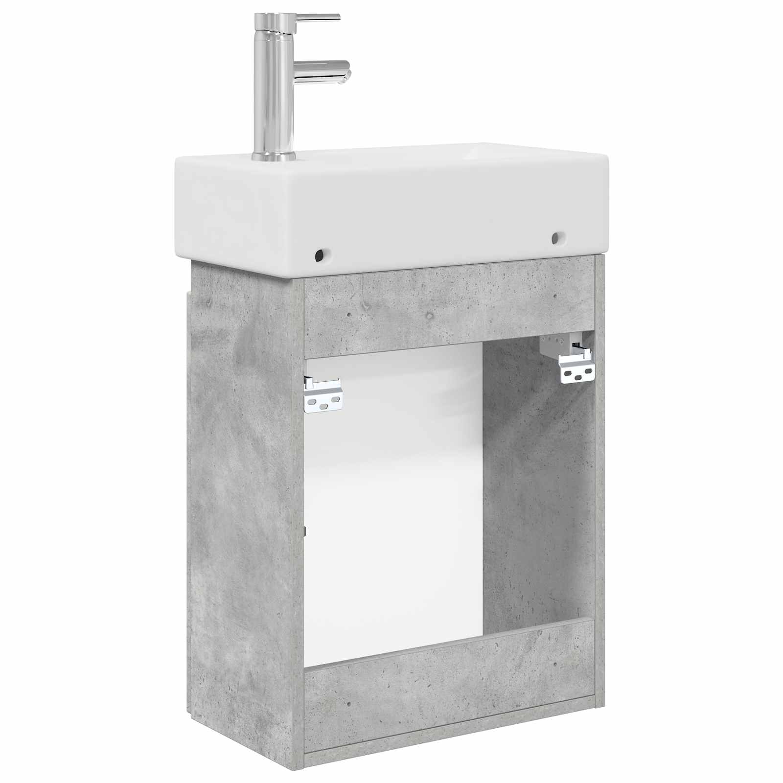 Badezimmer Waschtischunterschrank mit Wasserhahn Betongrau