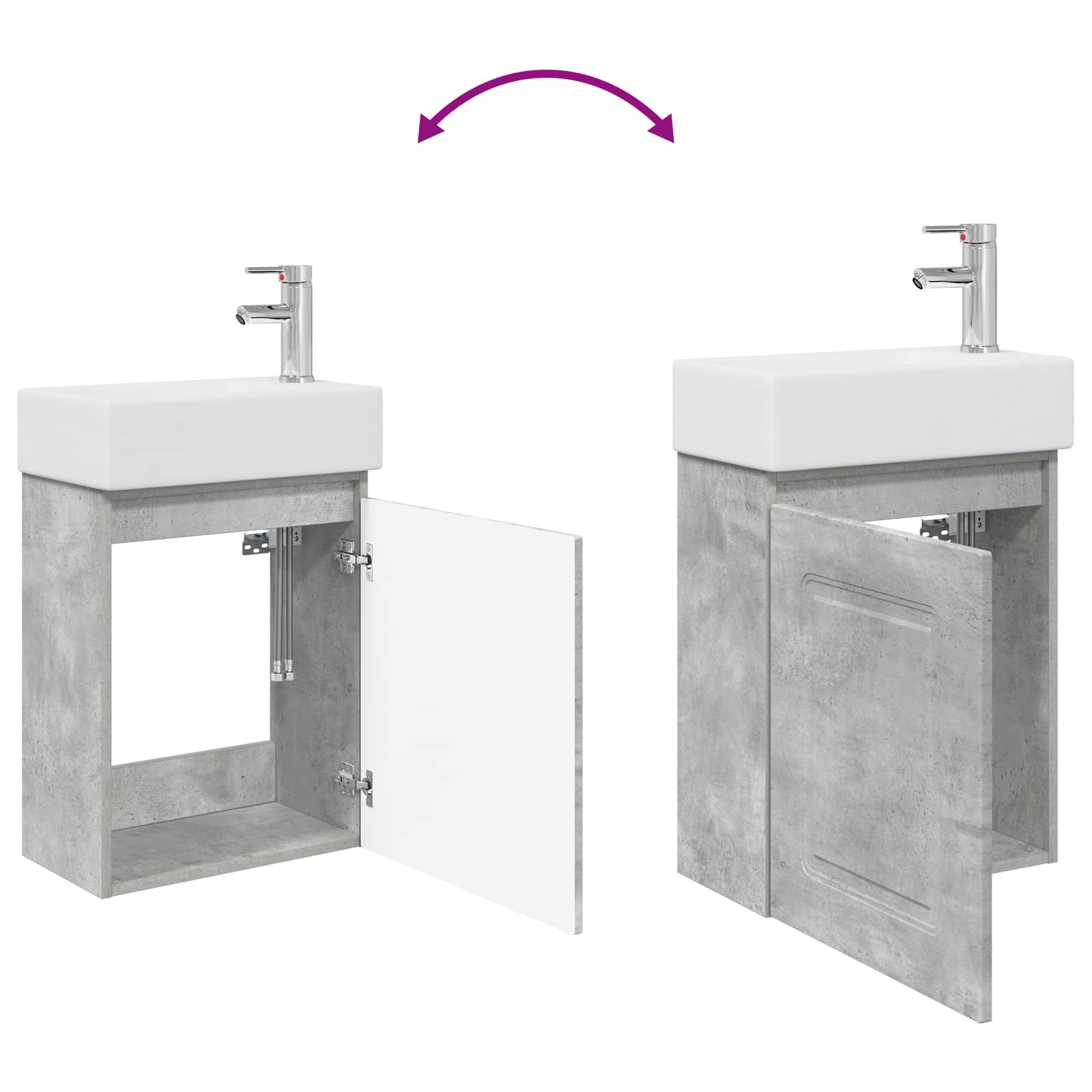 Badezimmer Waschtischunterschrank mit Wasserhahn Betongrau