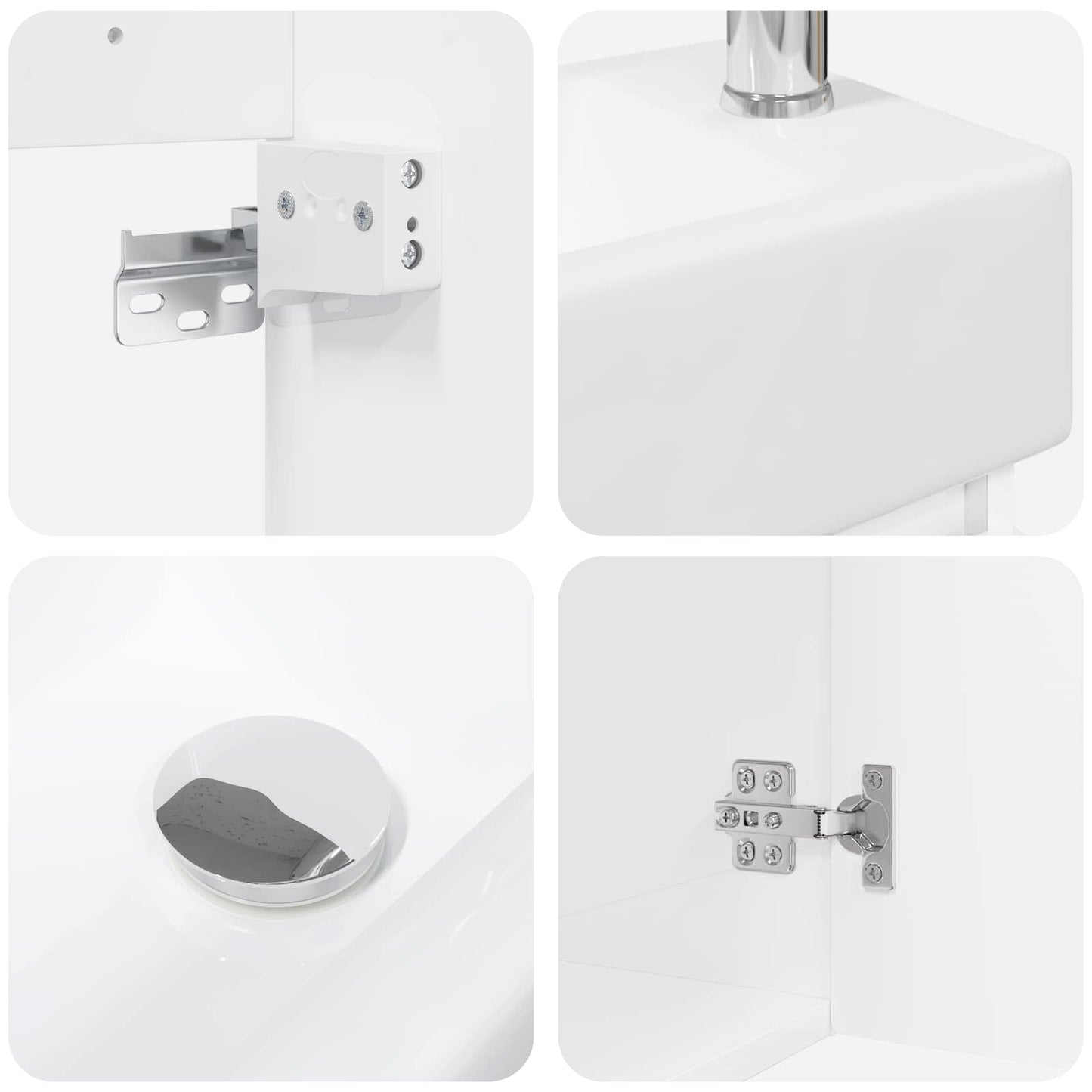 Badezimmer Waschtischunterschrank mit Wasserhahn Hochglanz Weiß