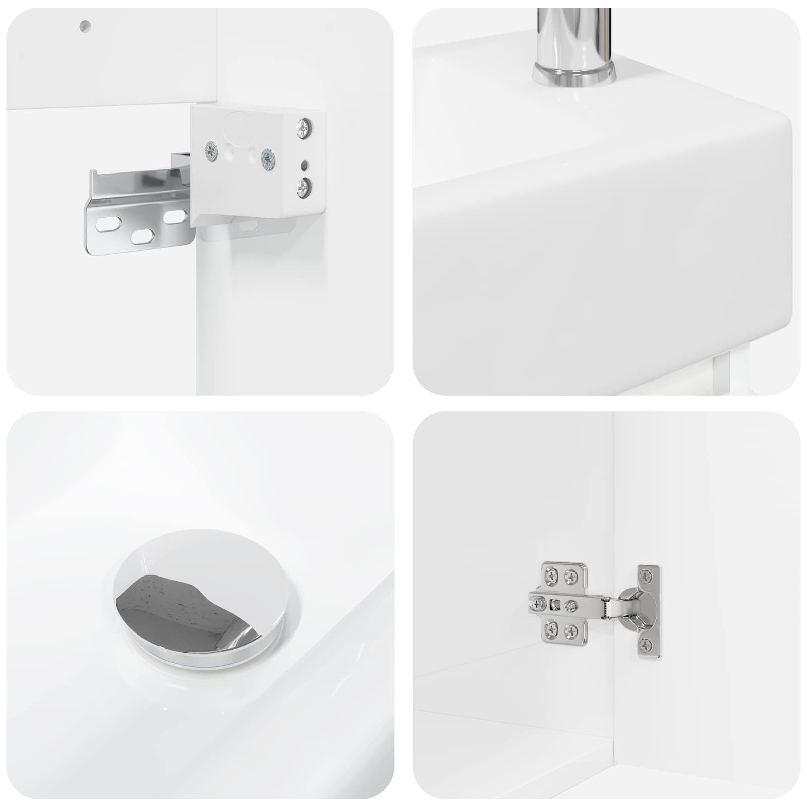 Badezimmer Waschtischunterschrank mit Wasserhahn Hochglanz Weiß