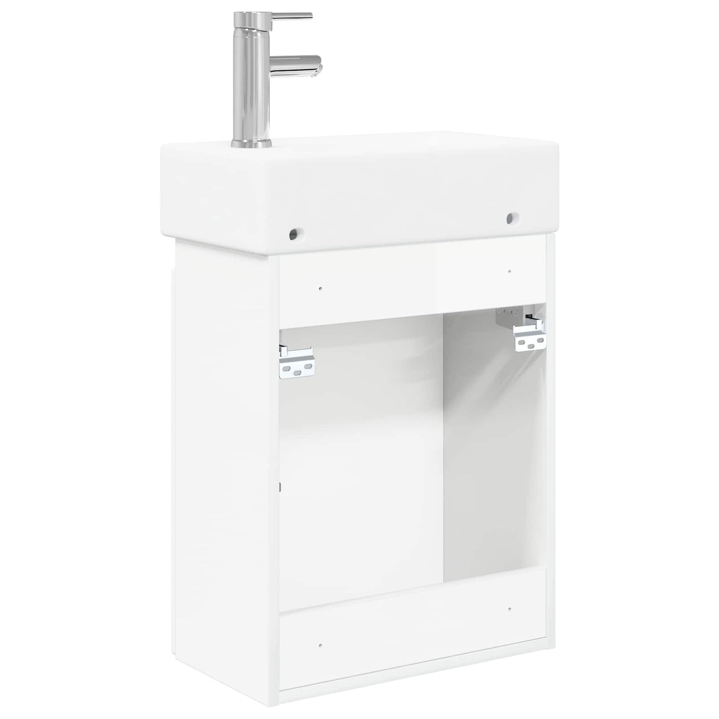 Badezimmer Waschtischunterschrank mit Wasserhahn Hochglanz Weiß
