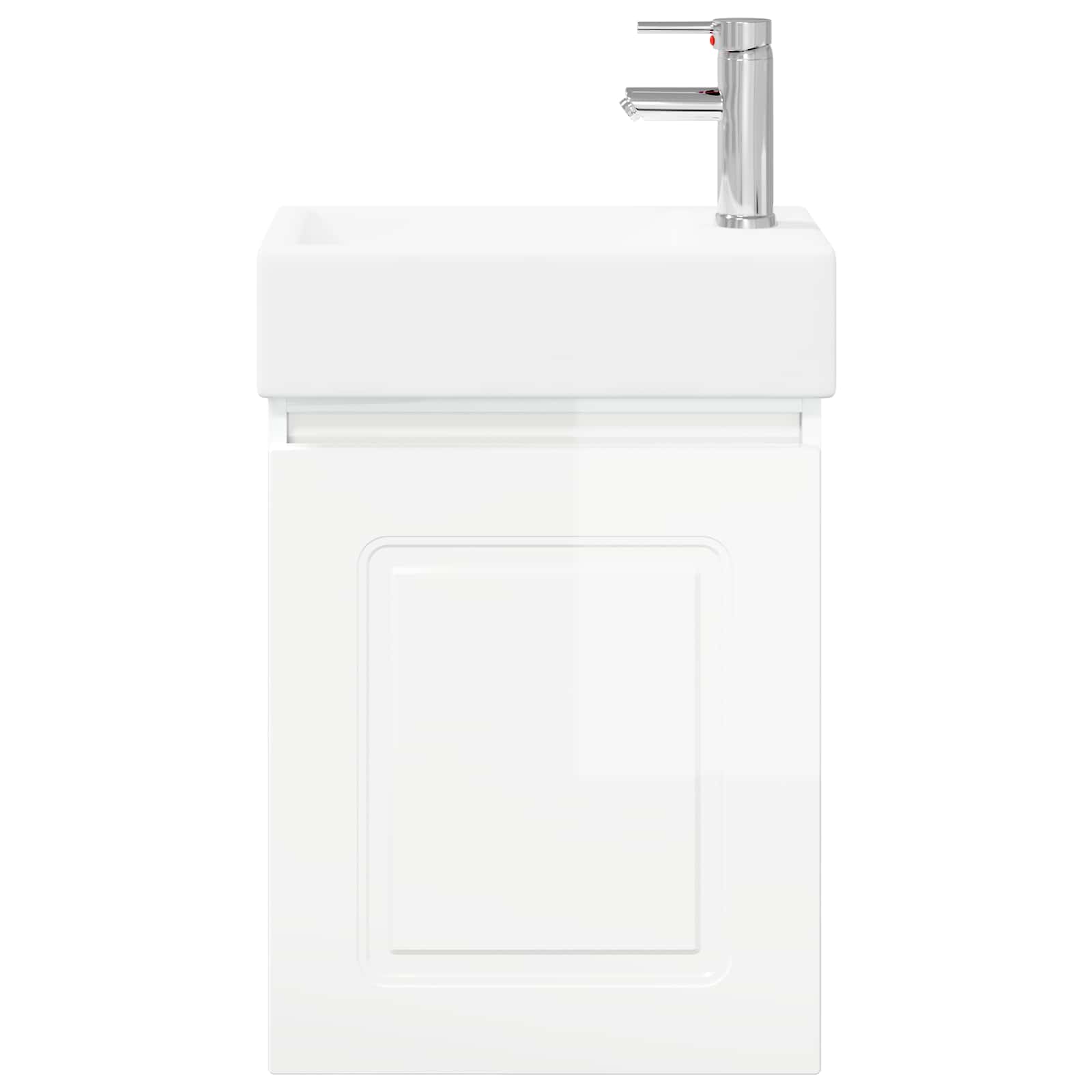 Badezimmer Waschtischunterschrank mit Wasserhahn Hochglanz Weiß