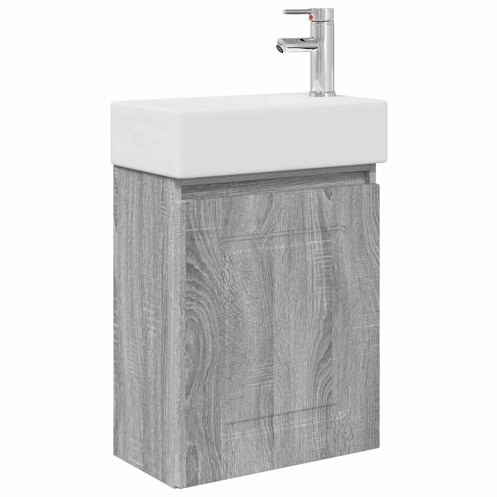 Badezimmer Waschtischunterschrank mit Wasserhahn Sonoma-Grau