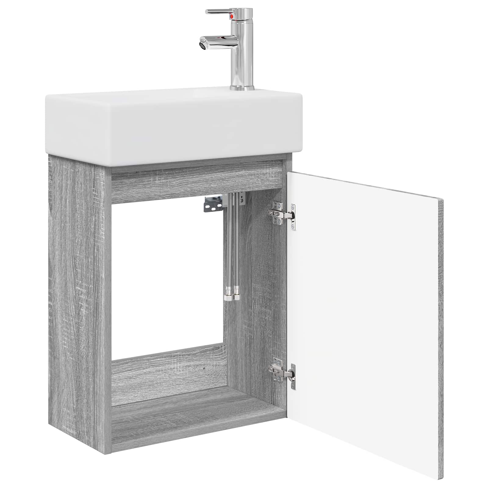 Badezimmer Waschtischunterschrank mit Wasserhahn Sonoma-Grau