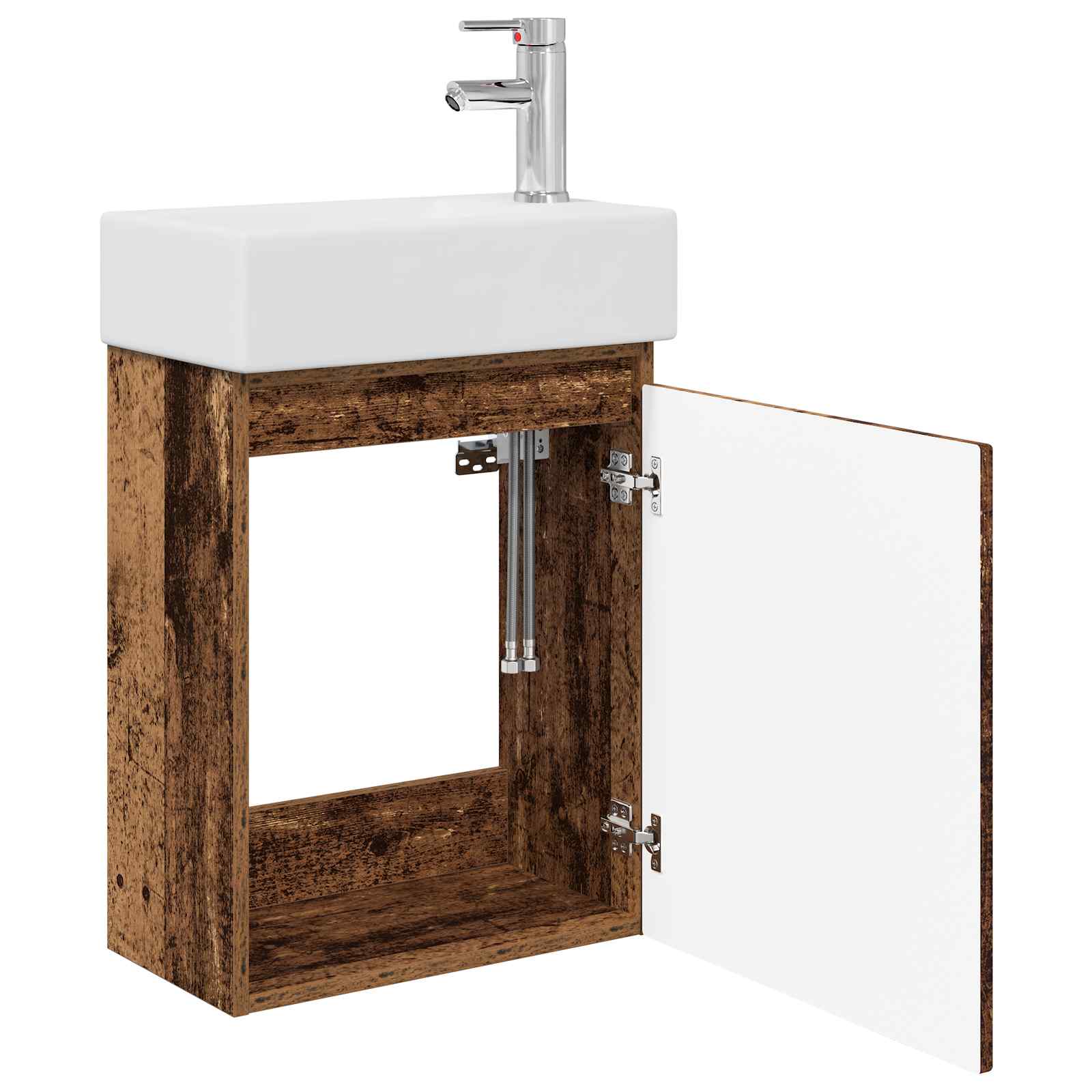 Badezimmer Waschtischunterschrank mit Wasserhahn Altholz