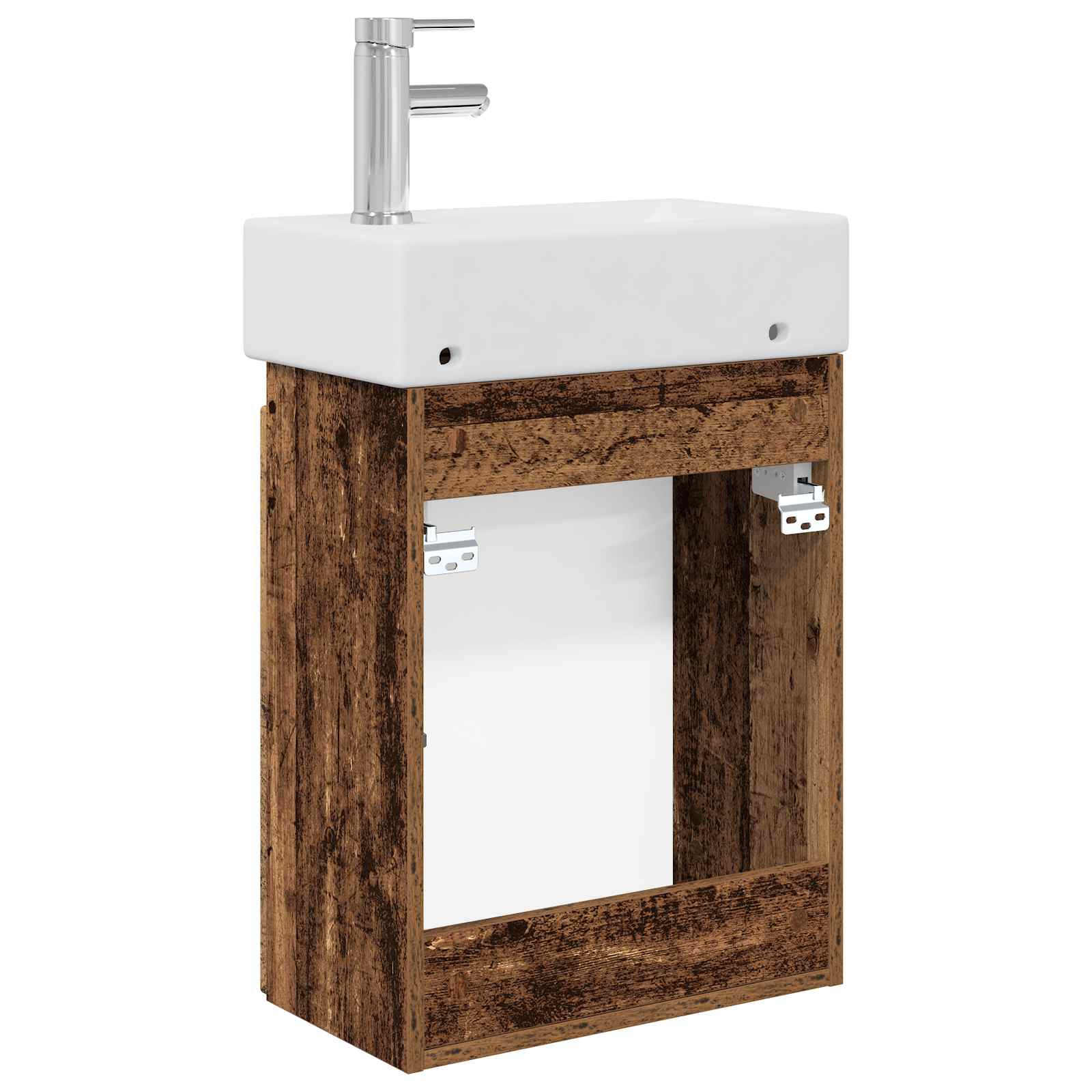 Badezimmer Waschtischunterschrank mit Wasserhahn Altholz