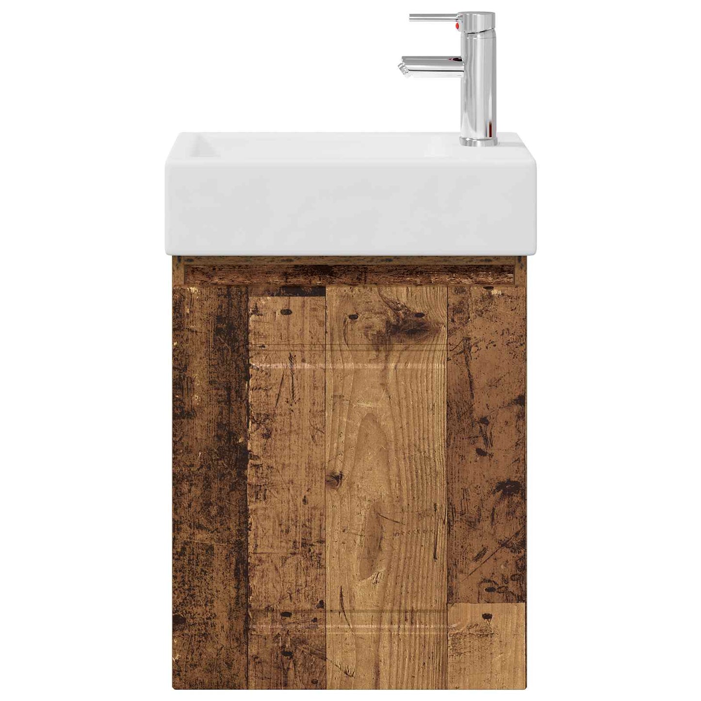 Badezimmer Waschtischunterschrank mit Wasserhahn Altholz