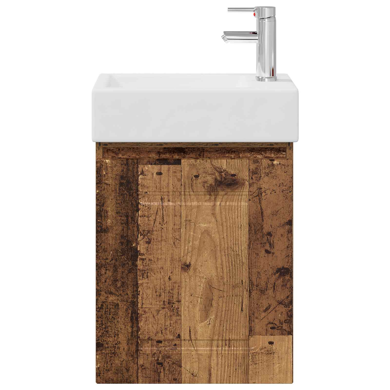 Badezimmer Waschtischunterschrank mit Wasserhahn Altholz
