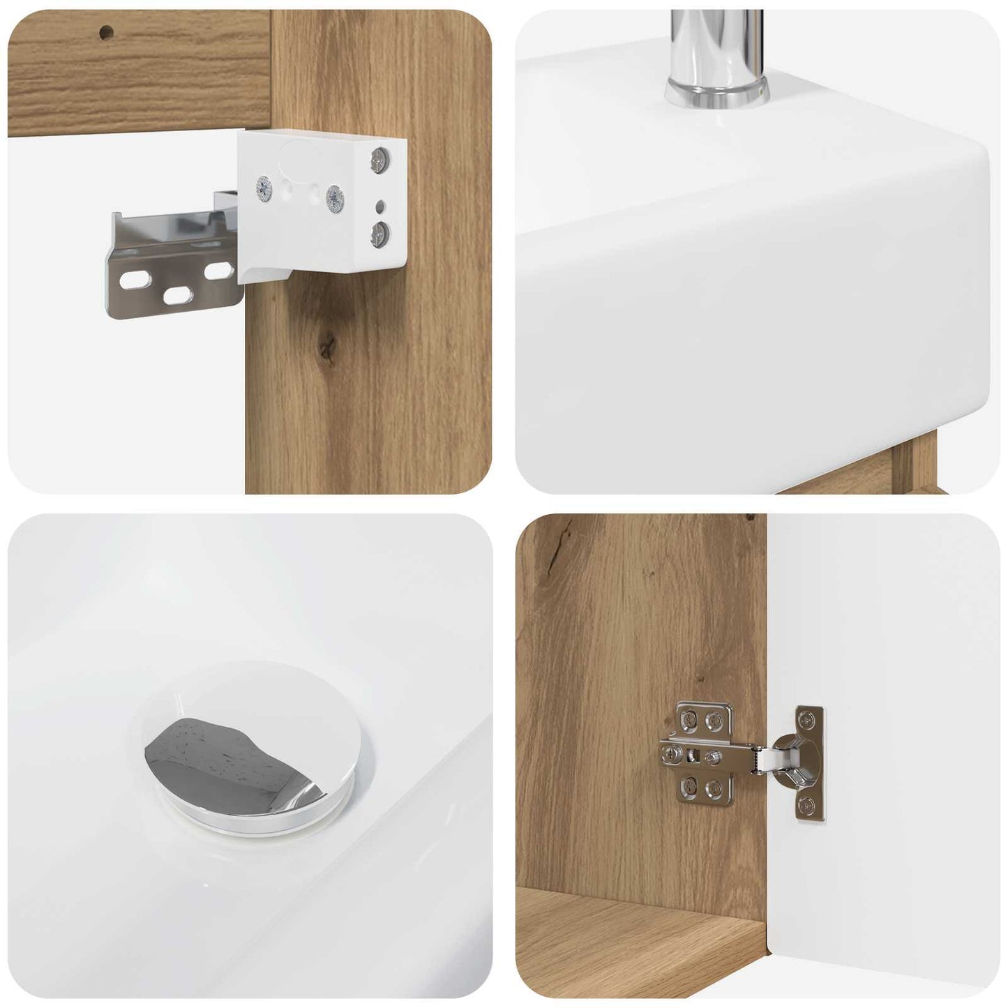 Badezimmer Waschtischunterschrank mit Wasserhahn Artisan-Eiche