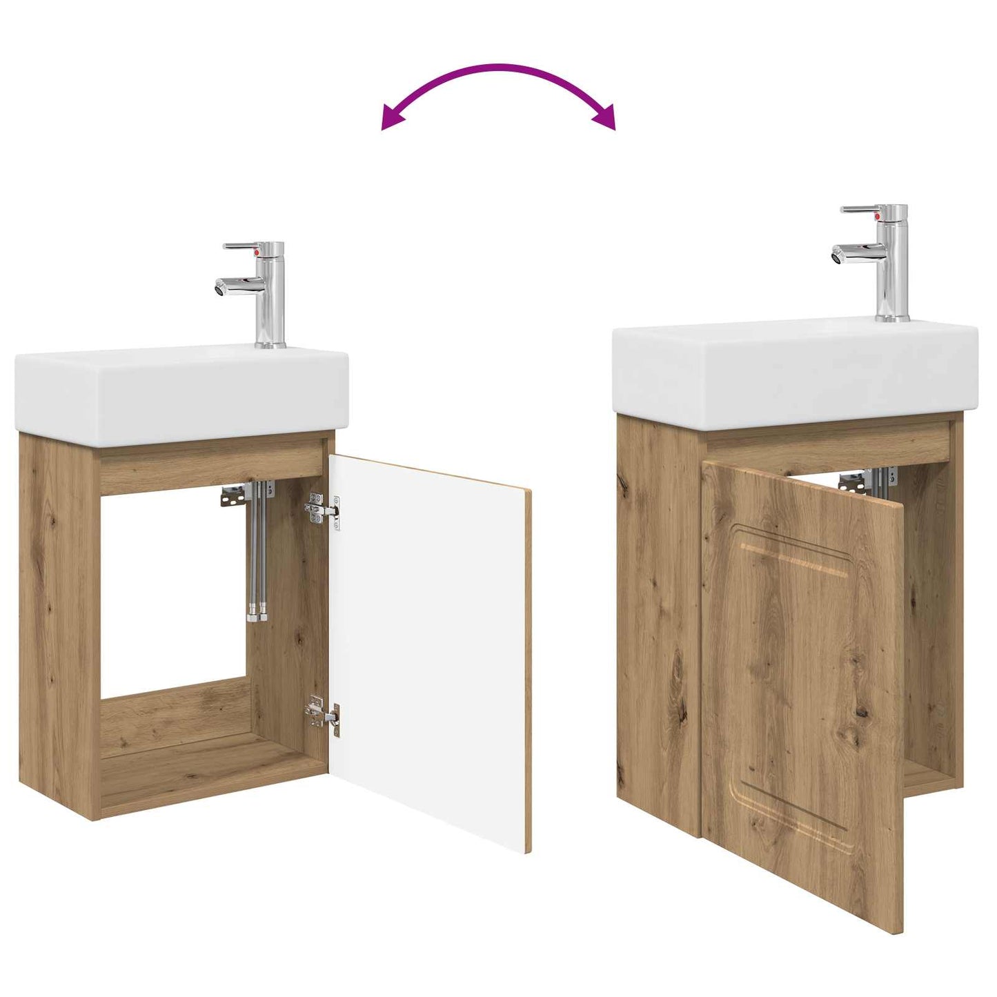 Badezimmer Waschtischunterschrank mit Wasserhahn Artisan-Eiche