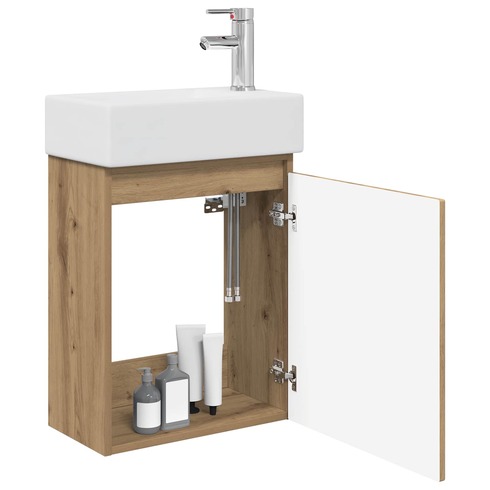 Badezimmer Waschtischunterschrank mit Wasserhahn Artisan-Eiche