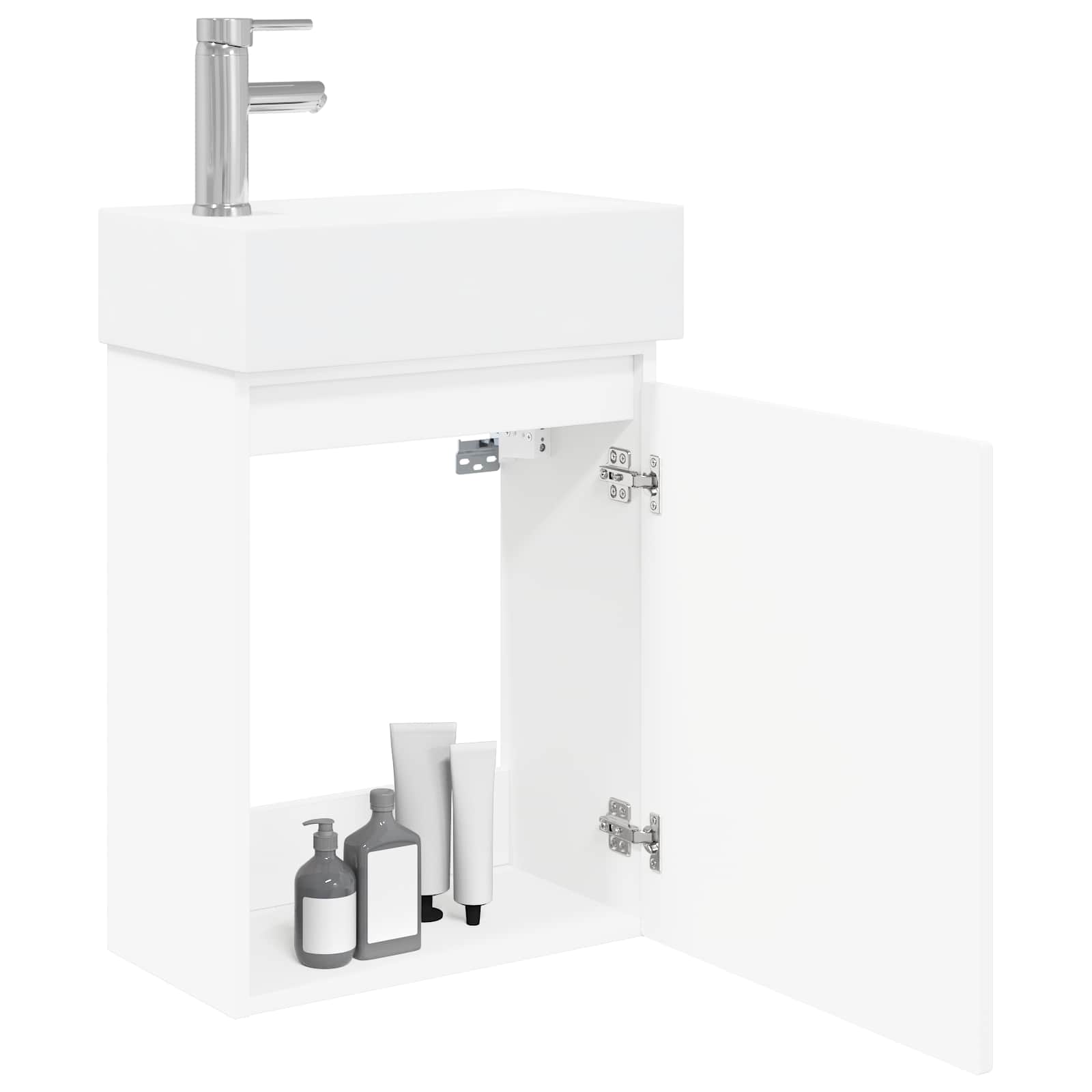 Badezimmer Waschtischunterschrank mit Wasserhahn Weiß