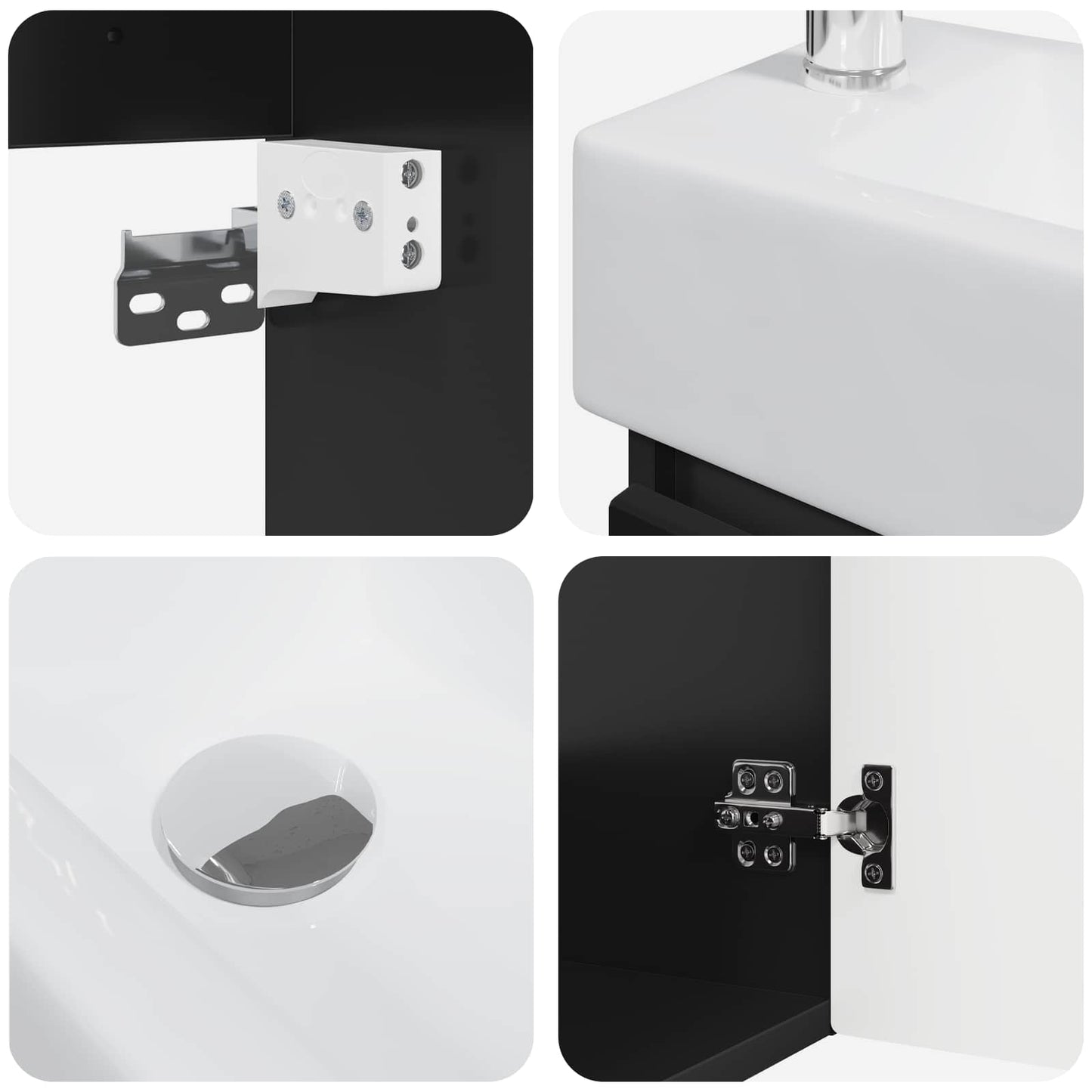 Badezimmer Waschtischunterschrank mit Wasserhahn Schwarz